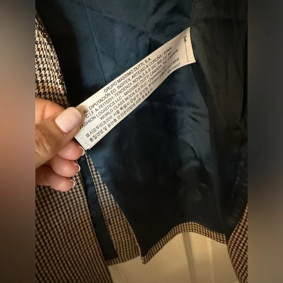 Massimo Dutti Houndstooth Blazer in Brown and Black - Picture 7 of 8